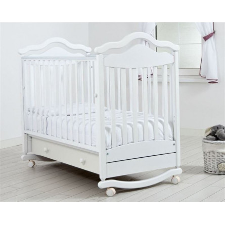 Кроватка для новорожденных с планкой для качания и ящиком «Анжелика» былый