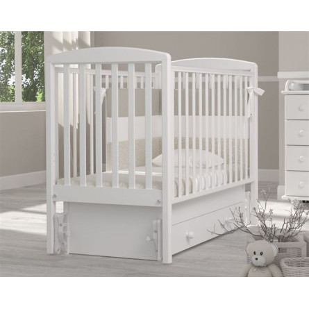 Кроватка для новорожденных с универсальным механизмом маятникового качания «Полина» белая