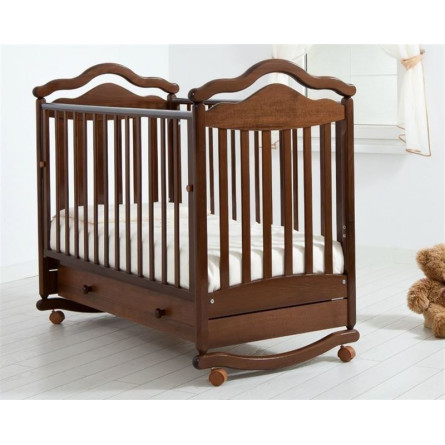 Кроватка для новорожденных с планкой для качания и ящиком «Анжелика» орех
