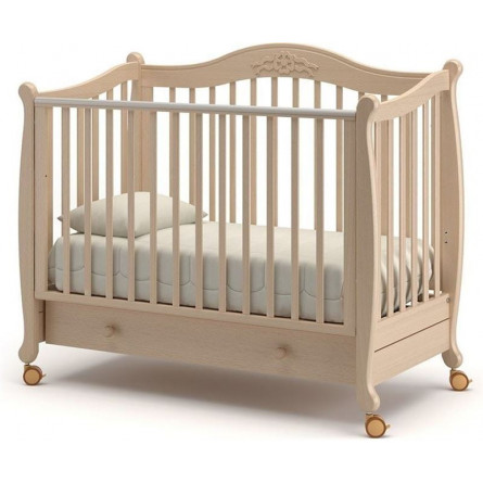 Кроватка для новорожденных на колесах с ящиком «Моника» выбеленный дуб