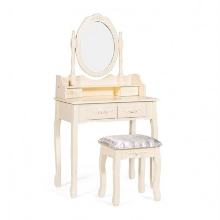 Туалетный столик с зеркалом и табуретом Secret De Maison ARNO ( mod. HX18-263 ) дерево павловния, мдф, 75х40х141см, butter white