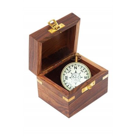 Часы в деревянной подарочной коробке Secret De Maison ( mod. 40710 ) латунь/дерево манго, D5см, высота 6см, античная медь/коричн