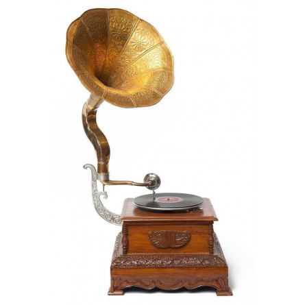 Механический граммофон 3809 латунь, дерево, Античная медь (Antique Brass)