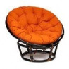 Кресло "PAPASAN"  23/01 W /с подушкой/ Antique brown (античный черно-коричневый), ткань Оранжевый, С 23