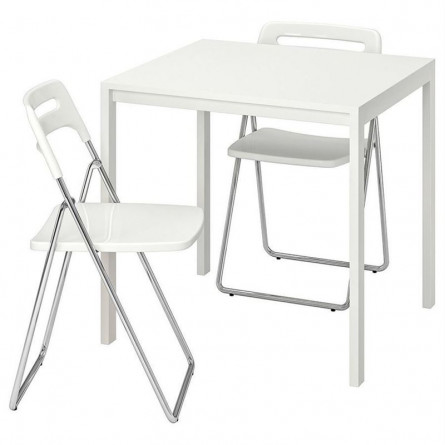 Обеденная группа MELLTORP МЕЛЬТОРП / NISSE НИССЕ Стол и 2 складных стула, белый/белый