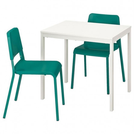 Обеденная группа ВАНГСТА / ТЕОДОРЕС - Стол и 2 стула, белый, зеленый, 80/120 см