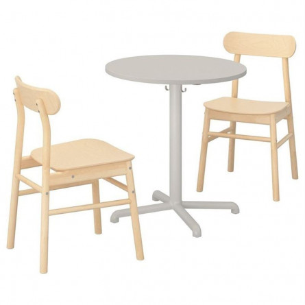 Обеденная группа СТЕНСЕЛЕ / РЁННИНГЕ - Стол и 2 стула, светло-серый, светло-серый береза, 70 см