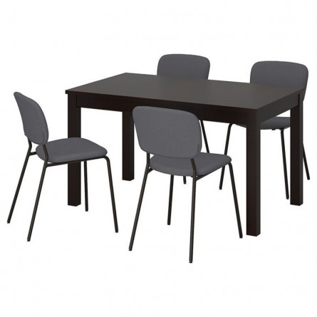 Обеденная группа LANEBERG ЛАНЕБЕРГ / KARLJAN КАРЛ-ЯН Стол и 4 стула, коричневый/темно-серый темно-серый
