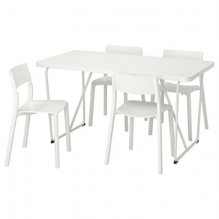 Обеденная группа РЮДЕБЭКК/БЭККАРИД / ЯН-ИНГЕ - Стол и 4 стула, белый, белый, 150 см
