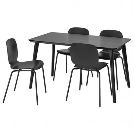 Обеденная группа ЛИСАБО / СВЕН-БЕРТИЛЬ - Стол и 4 стула, черный, черный, 140x78 см