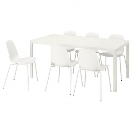 Обеденная группа ТИНГБИ / ЛЕЙФ-АРНЕ - Стол и 6 стульев, белый, белый, 180 см