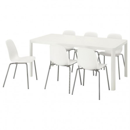 Обеденная группа ТИНГБИ / ЛЕЙФ-АРНЕ - Стол и 6 стульев, белый, белый, 180x90 см
