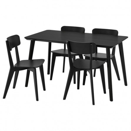 Обеденная группа LISABO ЛИСАБО / LISABO ЛИСАБО Стол и 4 стула, черный/черный