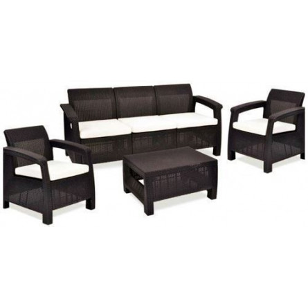 Комплект мебели Corfu Triple Set (Корфу Трипл Сет) коричневый Россия из искусственного ротанга