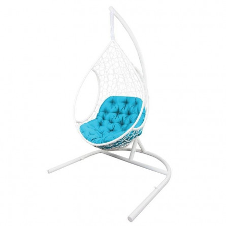 Кресло подвесное ЛИРА, цвет белый, подушка – бирюзовый