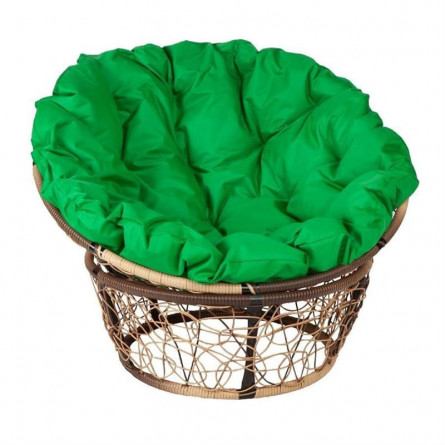 Кресло Papasan, цвет плетения светло-коричневый, цвет подушки зеленый