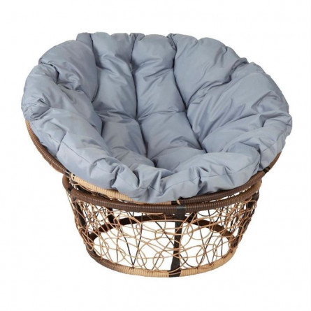 Кресло Papasan, цвет плетения светло-коричневый, цвет подушки серый