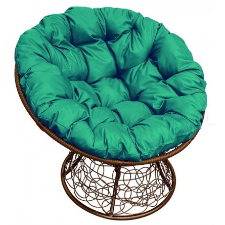 Кресло Papasan, цвет плетения коричневый, цвет подушки зеленый