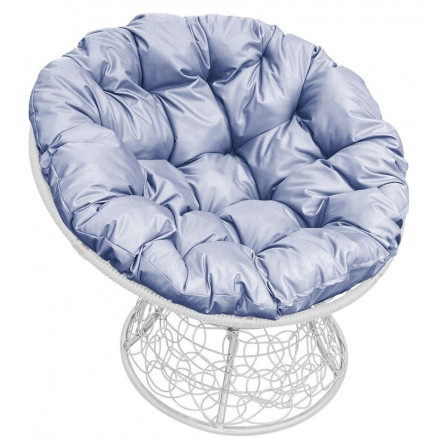 Кресло Papasan, цвет плетения белый, цвет подушки серый