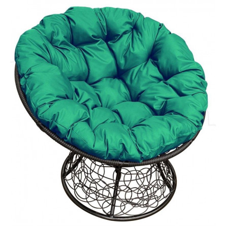 Кресло Papasan, цвет плетения черный, цвет подушки зеленый