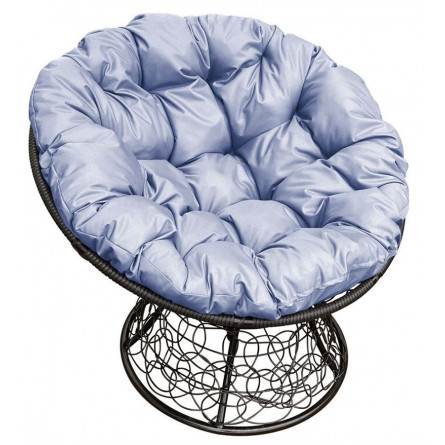 Кресло Papasan, цвет плетения черный, цвет подушки серый