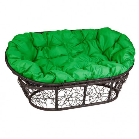 Кресло Mamasan, цвет плетения коричневый, цвет подушки зеленый