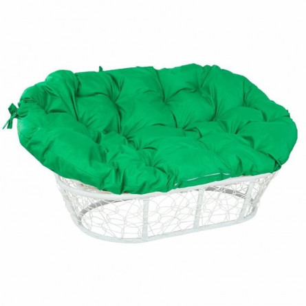 Кресло Mamasan, цвет плетения белый, цвет подушки зеленый