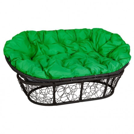 Кресло Mamasan, цвет плетения черный, цвет подушки зеленый