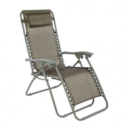 Раскладной стул-шезлонг (серый, текстилен), "GreenGard"