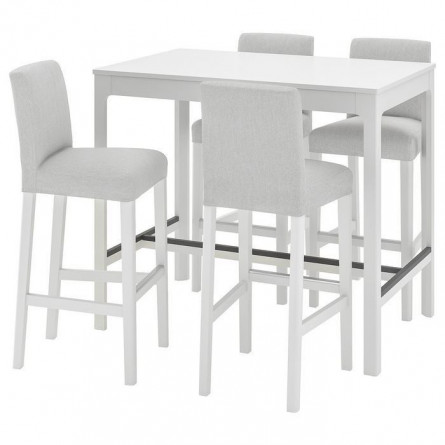 Обеденная группа EKEDALEN ЭКЕДАЛЕН / BERGMUND БЕРГМУНД Барн Стол+4 барн стула, белый/Оррста светло-серый/белый