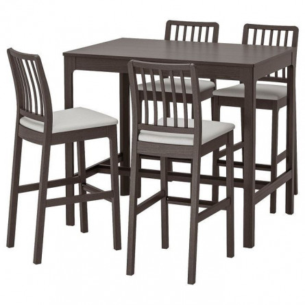 Обеденная группа EKEDALEN ЭКЕДАЛЕН / EKEDALEN ЭКЕДАЛЕН Барн Стол+4 барн стула, темно-коричневый/Рамна светло-серый