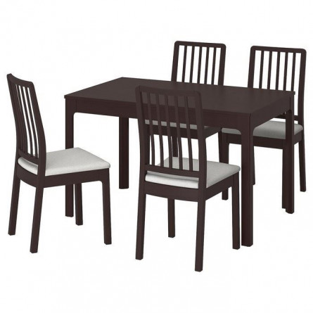 Обеденная группа EKEDALEN ЭКЕДАЛЕН / EKEDALEN ЭКЕДАЛЕН Стол и 4 стула, темно-коричневый/Рамна светло-серый