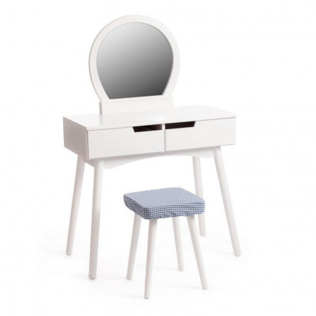 Туалетный столик с зеркалом и табуретом Secret De Maison FABRON (mod. TT-DT033) МДФ+сосна, 80*40*130,5, Белый (White)