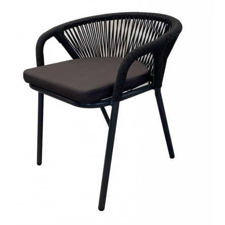 "Женева" плетеный стул из синтетических лент, цвет темно-серый