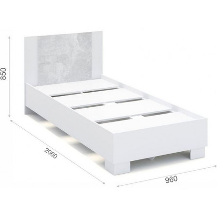 Кровать «Аврора» 90*200 (основание ЛДСП), Белый/Ателье светлый