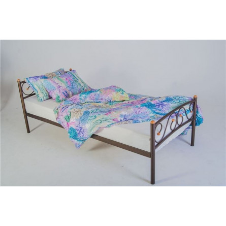 Кровать односпальная Валерия с изножьем (90х200/металлическое основание) Коричневый бархат