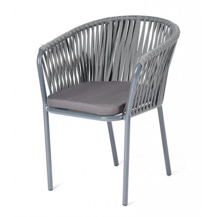 "Бордо" плетеный стул из синтетических лент, цвет серый