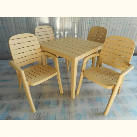 Комплект пластиковой мебели (Стол Бали "Bali" квадратный 800х800 + 4 кресла "Ибица")