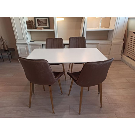 Обеденный комплект стол ФАВОРИТ “FAVORITE” + 4 коричневых стула СЕДИЯ “SEDIA”