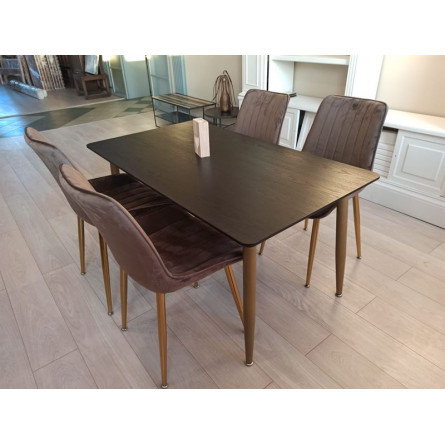 Обеденный комплект стол ФАВОРИТ “FAVORITE” + 4 коричневых стула СЕДИЯ “SEDIA”