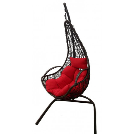 Кресло подвесное Кипр арт.D3415-MT003 цв.корзины черный, цв.подушки красный, бежевый