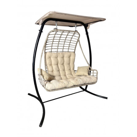 Кресло подвесное Релакс двойное арт.NEW-2834/2023 цв.корзины бежевый, цв.подушки бежевый "Garden story"