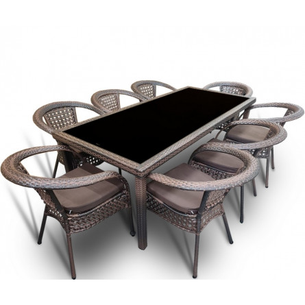 Комплект мебели из искусственного ротанга стол Египет + 8 кресла Руардин