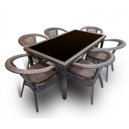 Комплект мебели из искусственного ротанга стол Милан + 6 кресла Руардин