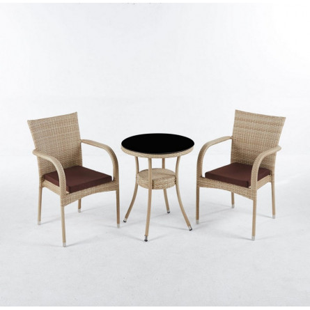 Комплект мебели столик Венеция + 2 кресла Милан из искусственного ротанга