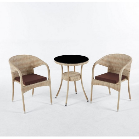 Комплект мебели стол Венеция + 2 кресла Греция из искусственного ротанга