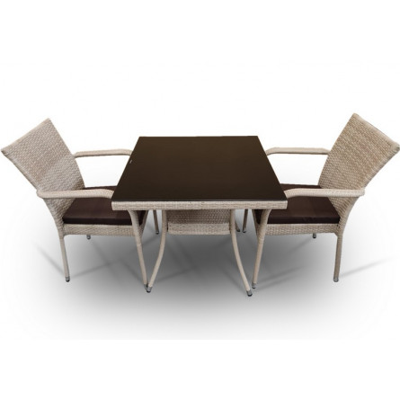 Комплект мебели стол Вайнхейвен + 2 кресла Милан из искусственного ротанга