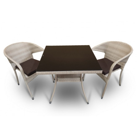 Обеденная группа комплект мебели стол Вайнхейвен+ 2 кресла Греция из полиротанга