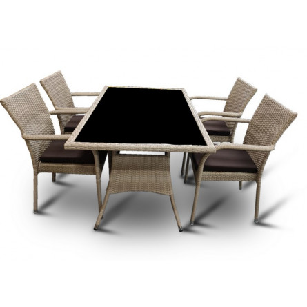 Комплект мебели стол Руардин + 4 кресла Милан из искусственного ротанга