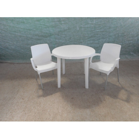Комплект пластиковой мебели (стол круглый D900 “Ривьера” + 2 стула-кресла “Аэро”)